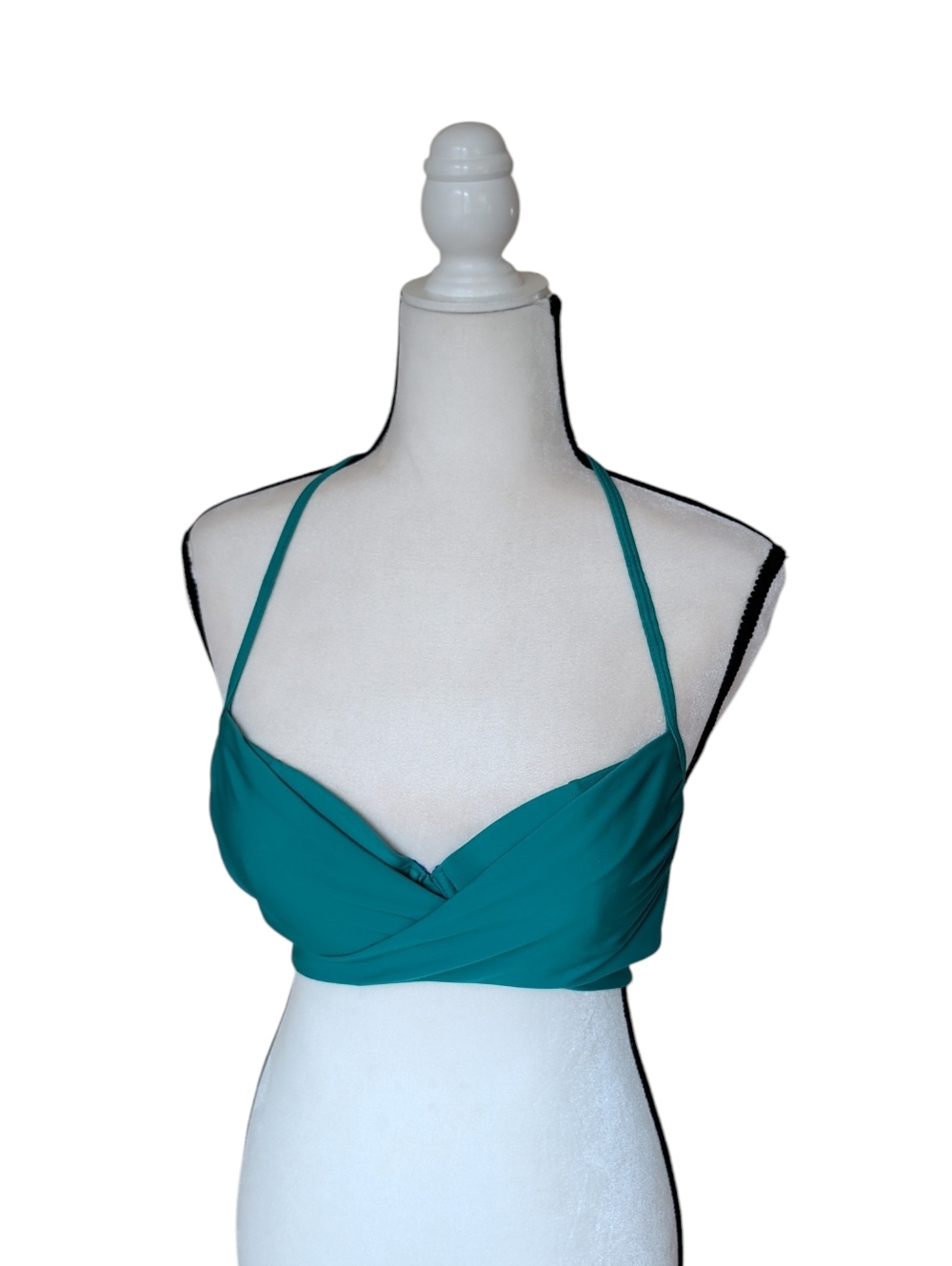 Old Navy Wrap-Front Padded Halter Underwire Swim Top MEDIUM Green Purple